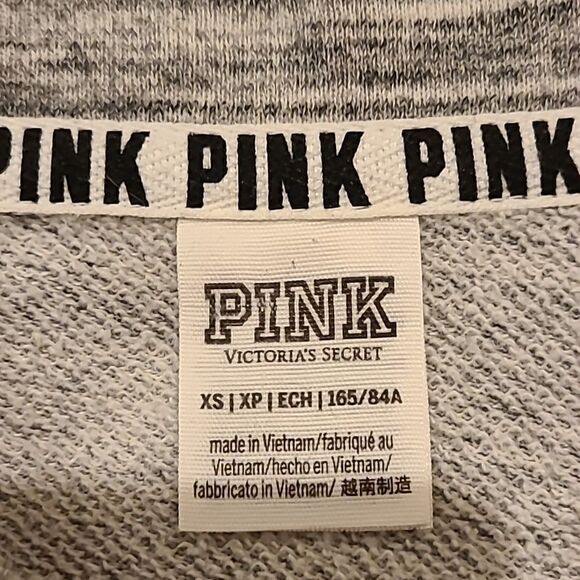 Pink by victoria secret gray quarter zip swtmeatshirt with lace up sides size xs - Picture 5 of 6